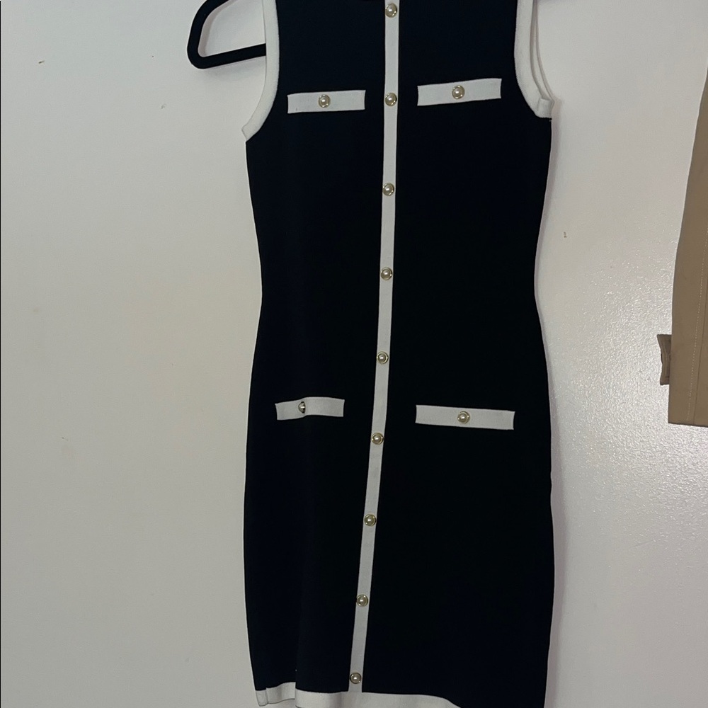 Sincerely Jules Black and White Sleeveless Mini Dress
